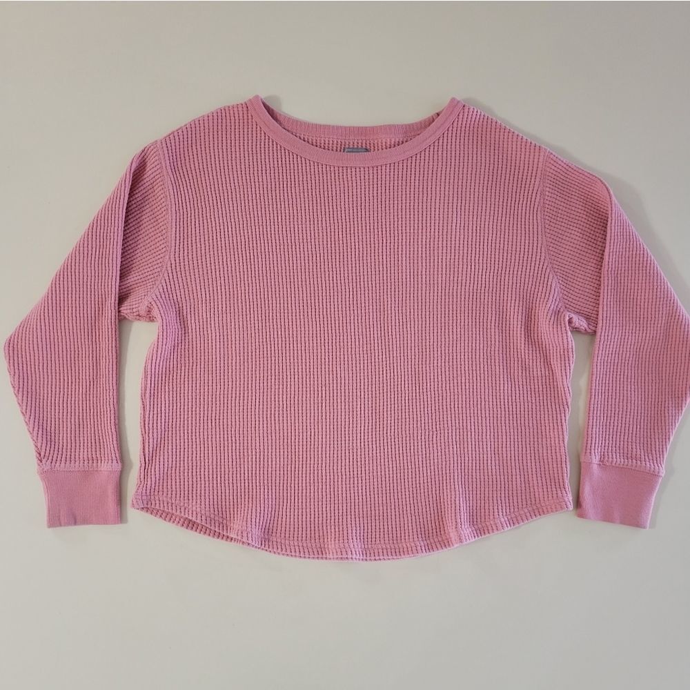 Gap Cropped Waffle-Knit Sweatshirt - Picture 2 of 9